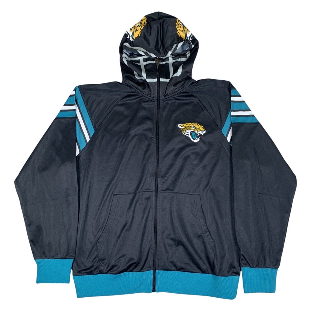 Pro Layer Jacksonville Jaguars Track Jacket Mens XL Black Helmet Hood NFL Zip